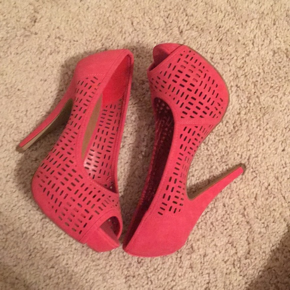Apt 9 Peep Toe Platform Pink Heels - Picture 3 of 5